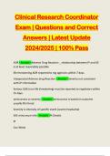 Clinical Research Coordinator Exam | Questions and Correct Answers | Latest Update 2024/2025 | 100% Pass