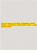 Pearson Edexcel AS LEVEL GEOGRAPHY 8GEO1 PAPER 1 DYNAMICS LANDSCAPES PAPER 1 JUNE MARKSCHEME