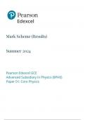 Pearson Edexcel GCE Advanced Subsidiary In Physics (8PH0) Paper 01 Core Physics mark scheme  June 2024