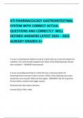 ATI PHARMACOLOGY GASTROINTESTINAL SYSTEM WITH CORRECT ACTUAL QUESTIONS AND CORRECTLY  WELL DEFINED ANSWERS LATEST 2024 – 2025  ALREADY GRADED A+ 