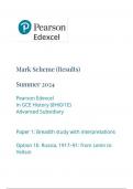 Pearson Edexcel In GCE History (8HI0/1E) Advanced Subsidiary Paper 1: Breadth study with interpretations  mark scheme June 2024