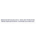 HESI EXIT RN EXAM ( FULL NEW) 2023 WITH OVER 700 REVISED QUESTIONS, ANSWERS & RATIONALE.