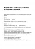 Holistic health assessment Final exam Questions And Answers