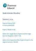 Pearson Edexcel GCE In History (8HI0/2A) Paper 2: Depth study Option 2A.1: Anglo-Saxon England and the Anglo- Norman Kingdom, c1053–1106 Option 2A.2: England and the Angevin Empire in the reign of Henry II, 1154–89  MARK SCHEME JUNE 2024