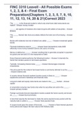 FINC 3310 Leavell - All Possible Exams 1, 2, 3, & 4 - Final Exam Preparation(Chapters 1, 2, 3, 5, 7, 9, 10, 11, 12, 13, 14, 20 & 21)Correct 2023