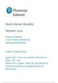 Pearson Edexcel In GCE History (8HI0/2G) Advanced Subsidiary Paper 2: Depth study Option 2G.1: The rise and fall of fascism in Italy, c1911–46 Option 2G.2: Spain, 1930–78: republicanism, Francoism and the re-establishment of democracy MARK SCHEME JUNE 202