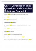 CCHT Certification Test Questions and Complete Solutions Graded A+