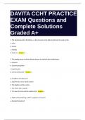 DAVITA CCHT PRACTICE EXAM Questions and Complete Solutions Graded A+.