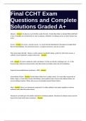 Final CCHT Exam Questions and Complete Solutions Graded A+