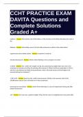 CCHT PRACTICE EXAM DAVITA Questions and Complete Solutions Graded A+