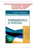 TEST BANK FOR FUNDAMENTALS OF NURSING 11TH EDITION POTTER PERRY ALL CHAPTERS - VERIFIED ANSWERS LATEST 2024