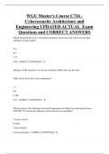 WGU Master's Course C726 - Cybersecurity Architecture and  Engineering UPDATED ACTUAL Exam  Questions and CORRECT ANSWERS