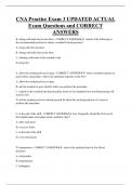 CNA Practice Exam 3 UPDATED ACTUAL  Exam Questions and CORRECT  ANSWERS