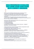 2024 MENOPAUSE SCHULLING TEST BANK EXAM QUESTIONS WITH CORRECT ANSWERS 	