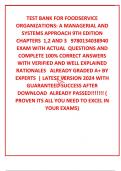 TEST BANK FOR FOODSERVICE ORGANIZATIONS: A MANAGERIAL AND SYSTEMS APPROACH 9TH EDITION CHAPTERS  1,2 AND 3   9780134038940 EXAM WITH ACTUAL  QUESTIONS AND COMPLETE 100% CORRECT ANSWERS WITH VERIFIED AND WELL EXPLAINED  RATIONALES   ALREADY GRADED A+ BY EX