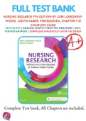 Test Bank For Nursing Research 9th Edition By Geri LoBiondo-Wood, Judith Haber 9780323431316 Chapter 1-21 Complete Guide .