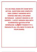 PLS 101 FINAL EXAM OTC EXAM WITH ACTUAL  QUESTIONS AND COMPLETE 100% CORRECT ANSWERS WITH VERIFIED AND WELL EXPLAINED  RATIONALES   ALREADY GRADED A+ BY EXPERTS  | LATEST VERSION 2024 WITH GUARANTEED SUCCESS AFTER DOWNLOAD  ALREADY PASSED!!!!!!! ( PROVEN 