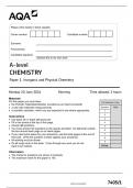 AQA A-LEVEL CHEMISTRY PAPER 1 2024 - QUESTION PAPER