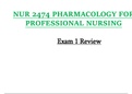 Exam 1 Review - NUR2474 / NUR 2474 (Latest 2023 / 2024) : Pharmacology for Professional Nursing - Rasmussen