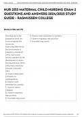 NUR 2513 MATERNAL CHILD NURSING EXAM 2 QUESTIONS AND ANSWERS 2023 STUDY GUIDE - RASMUSSEN COLLEGE