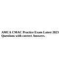 AMCA CMAC Practice Exam Latest 2023 Questions with correct Answers.