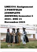 LME3701 Assignment 3 PORTFOLIO (COMPLETE ANSWERS) Semester 2 2024 - DUE 14 November 2024