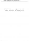 Complete Test Bank For Hartman's Nursing Assistant Care The Basics 6th Edition Jetta Fuzy All Chapters 1-10! ALREADY RATED A+