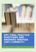 OPC FINAL PRACTICE QUESTIONS AND ANSWERS VERIFIED 100% CORRECT!!