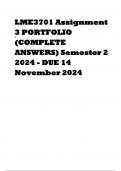 LME3701 Assignment 3 PORTFOLIO Semester 2 Due 14 November 2024