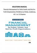 Solution Manual for Financial Management for Public Health, and Not-forProfit Organizations 7th Edition by Finkler, Calabrese,  Consists of 15 Complete Chapters, ISBN: 978-1071835333