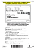 Pearson Edexcel Level 3 GCE 9MA0/01 Mathematics Advance  paper 1:Pure Mathematics 1 Question paper 2022