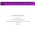 Week 8: Intellectual Disability Study Guide Stephanie Rene' Jones College of Nursing-PMHNP, Walden University NRNP 6665: Psychiatric Mental Health Nurse Practitioner Care Across the Lifespan I Dr. Seraphin July 26, 2021   updated 2023