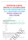 TESTBANK JARVIS PHYSICAL EXAMINATION HEALTH ASSSSESMENT 8E ALL CHAPTERS COVERD WITH COMPLETE SOLUTIONS