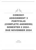 COM2601 Assignment 3 PORTFOLIO (COMPLETE ANSWERS) Semester 2 2024 - DUE November 2024; 100% TRUSTED Complete, trusted solutions and explanations. Course Organisational Communication Institution University Of South Africa Book Integrated Organisational Com