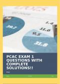 PCAC EXAM 1 QUESTIONS WITH COMPLETE SOLUTIONS!!