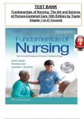 Test Bank for Fundamentals of Nursing: The Art and Science of Person-Centered Care 10th Edition by Taylor, Lynn & Bartlett, ISBN: 9781975168155, All 47 Chapters Covered, Verified Latest Edition