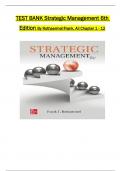 TEST BANK For Strategic Management, 6th Edition 2024 By Rothaermel Frank, All 1-12  Chapters Covered ,Latest Edition ISBN: 9781266191862