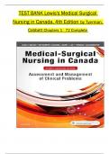 TEST BANK For Lewis's Medical Surgical Nursing in Canada, 4th Edition by Jane Tyerman, Shelley Cobbett, All 1-72 Chapters Covered ,Latest Edition ISBN: 9780323848435