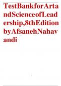 Test Bank for Art and Science of Leadership, 8th Edition by Afsaneh Nahavandi, ISBN: 9780138123666, All 10 Chapters Covered, Verified Latest Edition