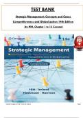 Test Bank - Strategic Management Concepts and Cases Competitiveness and Globalization, 14th Edition by Hitt, Ireland, & Hoskisson, All 13 Chapters Covered, Verified Latest Edition