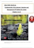 Solution Manual For Fundamentals of Investments: Valuation and Management 10th Edition by Jordan, Miller & Dolvin, ISBN: 9781264412815, All 21 Chapters Covered, Verified Latest Edition