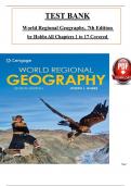 Test Bank for World Regional Geography, 7th Edition by Hobbs, ISBN: 9780357034071, All 17 Chapters Covered, Verified Latest Edition