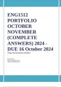 ENG1512  PORTFOLIO OCTOBER NOVEMBET (COMPLETE ANSWERS) 2024 - DUE 16 October 2024; 100% TRUSTED Complete, trusted solutions and explanationsEnsure your success with us... 