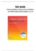 Test Bank For Clinical Guidelines in Primary Care, 4th Edition by FAANP Amelie Hollier, Consists Of 19 Complete Chapters, ISBN: 978-1892418272