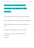 Journeyman Plumbing Exam Questions and Answers 100% Accurate