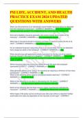 PSI LIFE, ACCIDENT, AND HEALTH PRACTICE EXAM 2024 UPDATED QUESTIONS WITH ANSWERS  