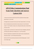 APCO Police Communications Final Exam Study Questions and Answers Updated 2024