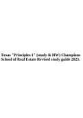 Texas "Principles 1" (study & HW) Champions School of Real Estate Revised study guide 2023.