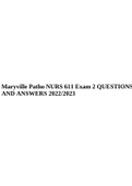 Maryville Patho NURS 611 Exam 2 QUESTIONS AND ANSWERS 2022/2023.