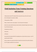 Field Sanitation Team Training Questions and Answers